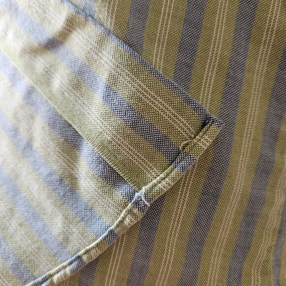 JC Penney Vintage 60s Oxford Cloth Striped Green Blue Short Sleeve Dress Shirt M - Picture 5 of 8
